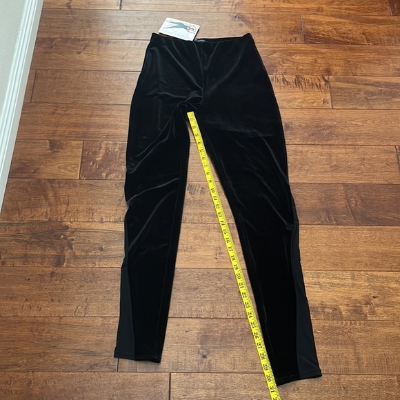 New Velvet & Mesh Leggings In Black Size M - Picture 6 of 13